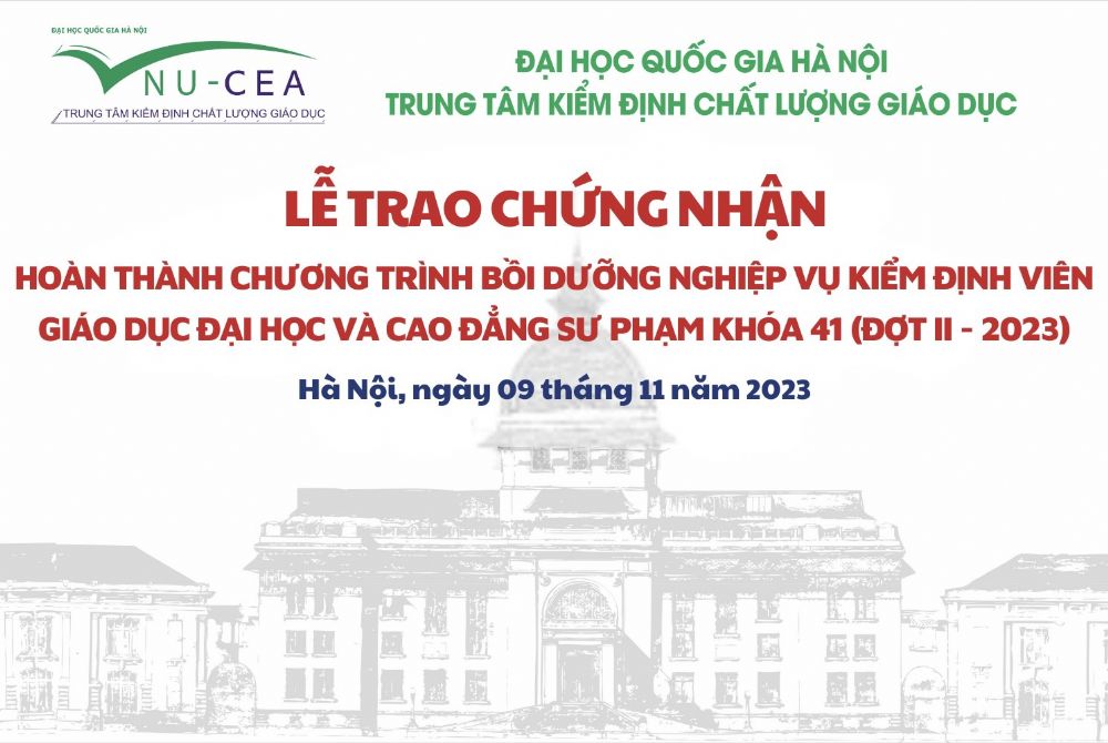 Trao chứng nhận hoàn thành chương trình bồi dưỡng nghiệp vụ kiểm định Khóa 41 (Đợt 2 - 2023)